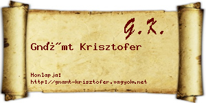 Gnámt Krisztofer névjegykártya